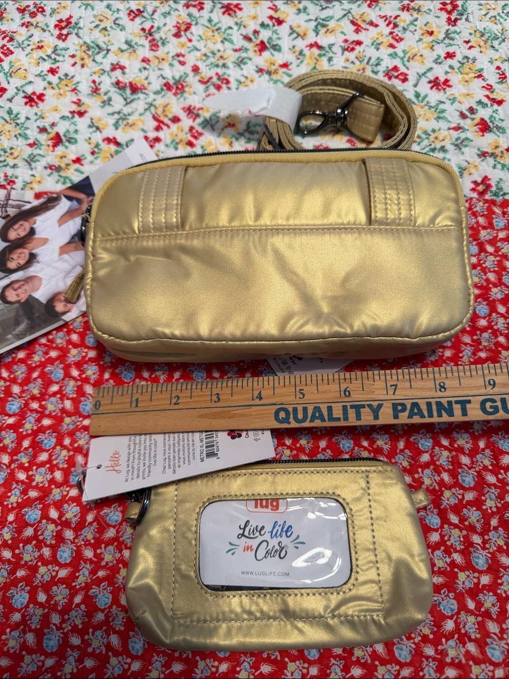 lug Metallic Gold Quilted Crossbody with Matching Pouch - Picture 2 of 3